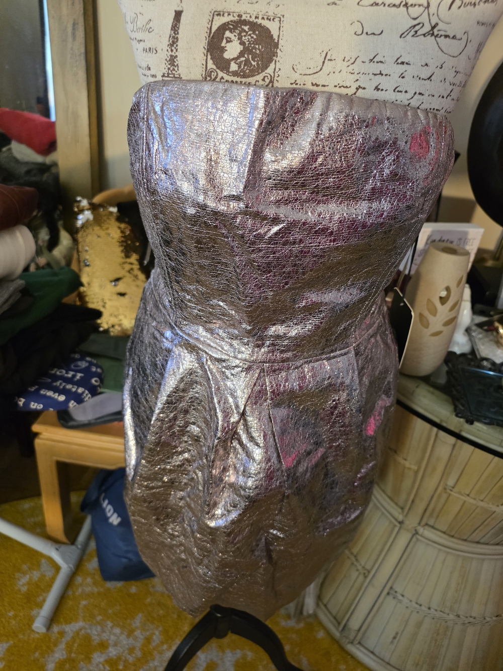 Lucca Couture Metallic Strapless Mini Dress in Silver